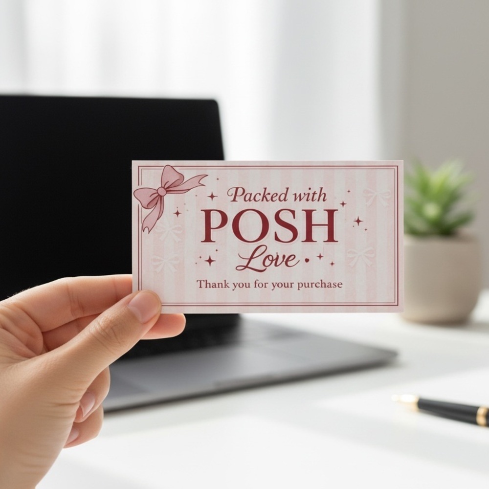50 Coquette Pink Thank You Cards | “Packed with Posh Love” Boutique Packaging